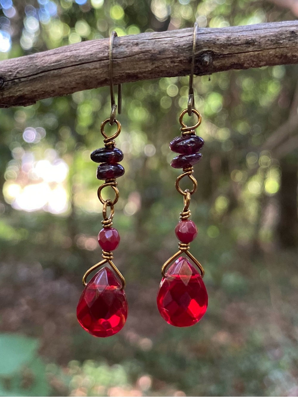 Red Quartz Dangle Earrings